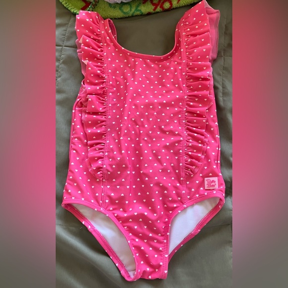 Pink Ruffled Heart-Patterned waterfall Swimsuit Ruffle Butts - Picture 3 of 6